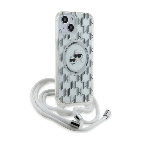 Karl Lagerfeld IML Crossbody Monogram Karl & Choupette Head MagSafe - Etui iPhone 15 / 14 / 13 (przezroczysty) Karl Lagerfeld IML Crossbody Monogram Karl & Choupette Head MagSafe - Etui iPhone 15 / 14 / 13 (przezroczysty)