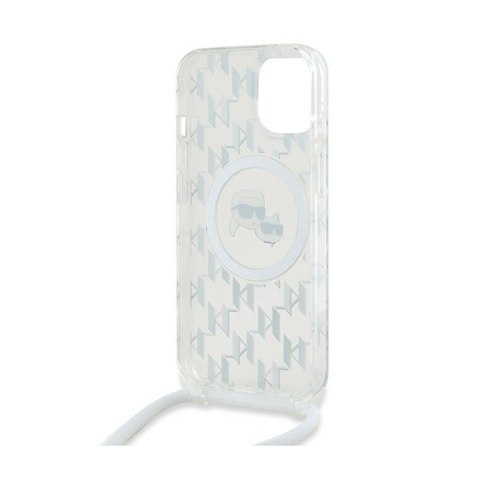 Karl Lagerfeld IML Crossbody Monogram Karl & Choupette Head MagSafe - Etui iPhone 15 / 14 / 13 (przezroczysty) Karl Lagerfeld IML Crossbody Monogram Karl & Choupette Head MagSafe - Etui iPhone 15 / 14 / 13 (przezroczysty)