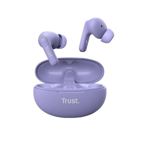 Trust Yavi - Bezprzewodowe słuchawki dokanałowe Bluetooth TWS z etui ładującym & ENC (Fioletowy) Trust Yavi - Bezprzewodowe słuchawki dokanałowe Bluetooth TWS z etui ładującym & ENC (Fioletowy)