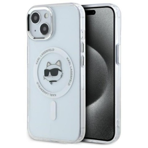 Karl Lagerfeld IML Metal Choupette Head MagSafe - Etui iPhone 15 (biały) Karl Lagerfeld IML Metal Choupette Head MagSafe - Etui iPhone 15 (biały)