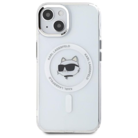 Karl Lagerfeld IML Metal Choupette Head MagSafe - Etui iPhone 15 (biały) Karl Lagerfeld IML Metal Choupette Head MagSafe - Etui iPhone 15 (biały)