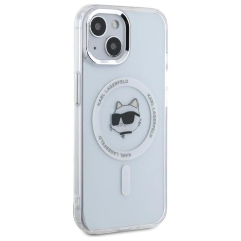 Karl Lagerfeld IML Metal Choupette Head MagSafe - Etui iPhone 15 (biały) Karl Lagerfeld IML Metal Choupette Head MagSafe - Etui iPhone 15 (biały)