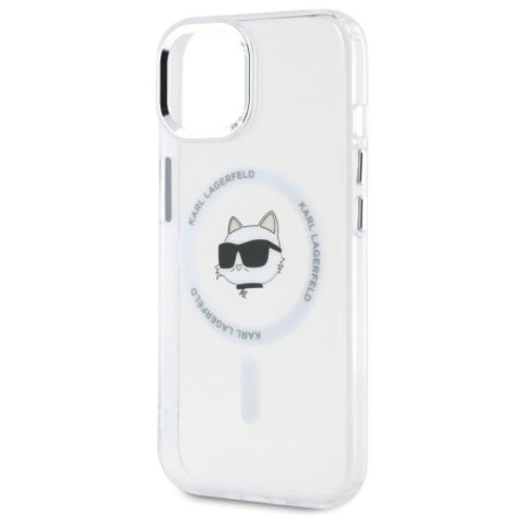 Karl Lagerfeld IML Metal Choupette Head MagSafe - Etui iPhone 15 (biały) Karl Lagerfeld IML Metal Choupette Head MagSafe - Etui iPhone 15 (biały)