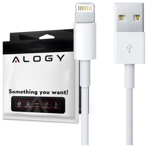 Alogy Kabel 100cm Alogy USB do Lightning przewód do ładowania apple iPhone biały Alogy Kabel 100cm Alogy USB do Lightning przewód do ładowania apple iPhone biały