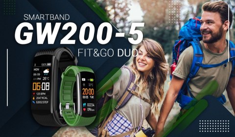 Giewont Smartband Giewont Fit&GO Duo GW200-5 - Black + Pasek Go Green Giewont Smartband Giewont Fit&GO Duo GW200-5 - Black + Pasek Go Green