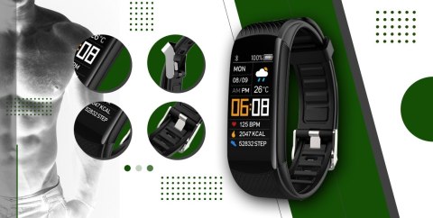 Giewont Smartband Giewont Fit&GO Duo GW200-5 - Black + Pasek Go Green Giewont Smartband Giewont Fit&GO Duo GW200-5 - Black + Pasek Go Green