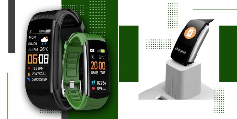 Giewont Smartband Giewont Fit&GO Duo GW200-5 - Black + Pasek Go Green Giewont Smartband Giewont Fit&GO Duo GW200-5 - Black + Pasek Go Green