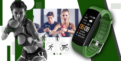 Giewont Smartband Giewont Fit&GO Duo GW200-5 - Black + Pasek Go Green Giewont Smartband Giewont Fit&GO Duo GW200-5 - Black + Pasek Go Green