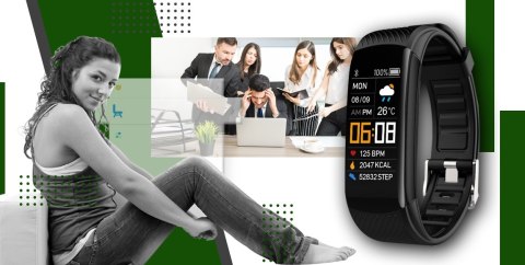 Giewont Smartband Giewont Fit&GO Duo GW200-5 - Black + Pasek Go Green Giewont Smartband Giewont Fit&GO Duo GW200-5 - Black + Pasek Go Green