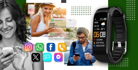 Giewont Smartband Giewont Fit&GO Duo GW200-5 - Black + Pasek Go Green Giewont Smartband Giewont Fit&GO Duo GW200-5 - Black + Pasek Go Green