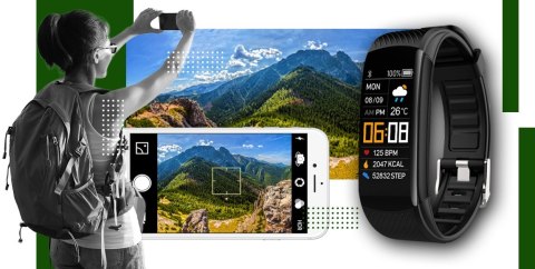 Giewont Smartband Giewont Fit&GO Duo GW200-5 - Black + Pasek Go Green Giewont Smartband Giewont Fit&GO Duo GW200-5 - Black + Pasek Go Green