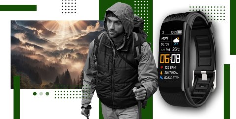 Giewont Smartband Giewont Fit&GO Duo GW200-5 - Black + Pasek Go Green Giewont Smartband Giewont Fit&GO Duo GW200-5 - Black + Pasek Go Green
