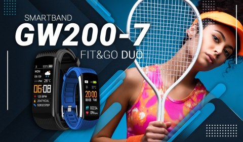 Giewont Smartband Giewont Fit&GO Duo GW200-7 - Black + Pasek Sky Blue Giewont Smartband Giewont Fit&GO Duo GW200-7 - Black + Pasek Sky Blue