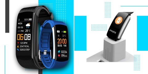 Giewont Smartband Giewont Fit&GO Duo GW200-7 - Black + Pasek Sky Blue Giewont Smartband Giewont Fit&GO Duo GW200-7 - Black + Pasek Sky Blue