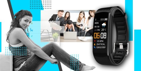 Giewont Smartband Giewont Fit&GO Duo GW200-7 - Black + Pasek Sky Blue Giewont Smartband Giewont Fit&GO Duo GW200-7 - Black + Pasek Sky Blue