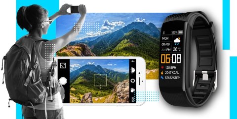 Giewont Smartband Giewont Fit&GO Duo GW200-7 - Black + Pasek Sky Blue Giewont Smartband Giewont Fit&GO Duo GW200-7 - Black + Pasek Sky Blue