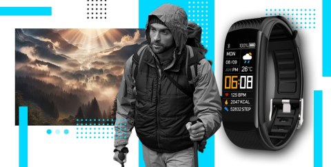Giewont Smartband Giewont Fit&GO Duo GW200-7 - Black + Pasek Sky Blue Giewont Smartband Giewont Fit&GO Duo GW200-7 - Black + Pasek Sky Blue
