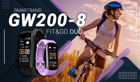 Giewont Smartband Giewont Fit&GO Duo GW200-8 - Black + Pasek Touch of Lavender Giewont Smartband Giewont Fit&GO Duo GW200-8 - Black + Pasek Touch of Lavender