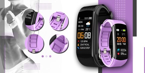 Giewont Smartband Giewont Fit&GO Duo GW200-8 - Black + Pasek Touch of Lavender Giewont Smartband Giewont Fit&GO Duo GW200-8 - Black + Pasek Touch of Lavender