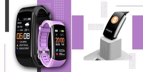 Giewont Smartband Giewont Fit&GO Duo GW200-8 - Black + Pasek Touch of Lavender Giewont Smartband Giewont Fit&GO Duo GW200-8 - Black + Pasek Touch of Lavender