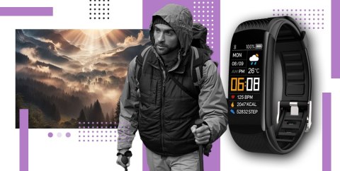 Giewont Smartband Giewont Fit&GO Duo GW200-8 - Black + Pasek Touch of Lavender Giewont Smartband Giewont Fit&GO Duo GW200-8 - Black + Pasek Touch of Lavender