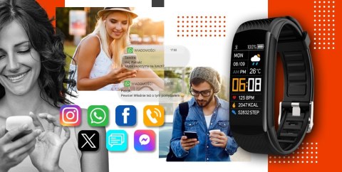 Giewont Smartband Giewont Fit&GO Duo GW200-9 - Black + Pasek Orange Power Giewont Smartband Giewont Fit&GO Duo GW200-9 - Black + Pasek Orange Power