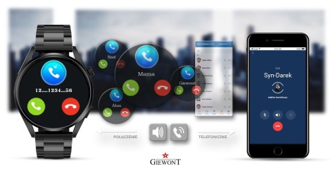 Giewont Smartwatch Giewont Vertex SmartCall GW450-2 Carbon/Carbon Leather Giewont Smartwatch Giewont Vertex SmartCall GW450-2 Carbon/Carbon Leather