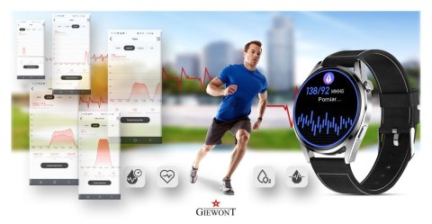 Giewont Smartwatch Giewont Vertex SmartCall GW450-5 Silver/Carbon Leather Giewont Smartwatch Giewont Vertex SmartCall GW450-5 Silver/Carbon Leather