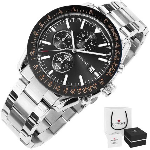 Giewont Zegarek Męski Giewont PrimeChrono GW8620-1 Chronograf Silver/Black Giewont Zegarek Męski Giewont PrimeChrono GW8620-1 Chronograf Silver/Black