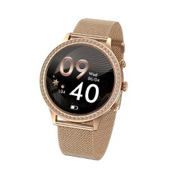VELTORI Smartwatch Damski Veltori VT310-1 Złota Bransoleta + Różowy Pasek Silikonowy