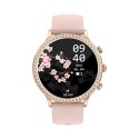 VELTORI Smartwatch Damski Veltori VT310-1 Złota Bransoleta + Różowy Pasek Silikonowy