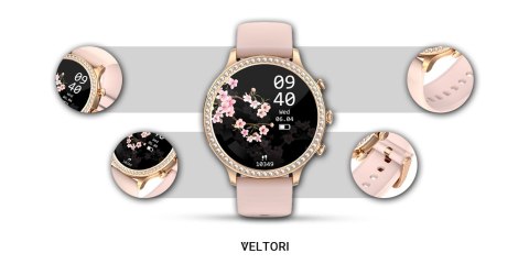 VELTORI Smartwatch Damski Veltori VT310-1 Złota Bransoleta + Różowy Pasek Silikonowy VELTORI Smartwatch Damski Veltori VT310-1 Złota Bransoleta + Różowy Pasek Silikonowy