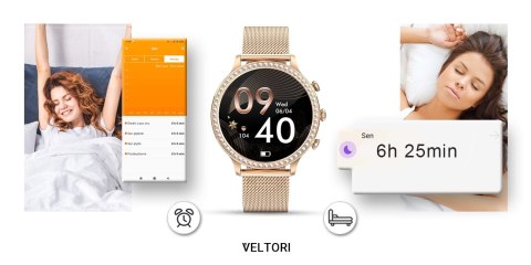 VELTORI Smartwatch Damski Veltori VT310-1 Złota Bransoleta + Różowy Pasek Silikonowy VELTORI Smartwatch Damski Veltori VT310-1 Złota Bransoleta + Różowy Pasek Silikonowy