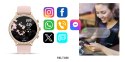VELTORI Smartwatch Damski Veltori VT310-1 Złota Bransoleta + Różowy Pasek Silikonowy