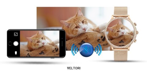 VELTORI Smartwatch Damski Veltori VT310-1 Złota Bransoleta + Różowy Pasek Silikonowy VELTORI Smartwatch Damski Veltori VT310-1 Złota Bransoleta + Różowy Pasek Silikonowy