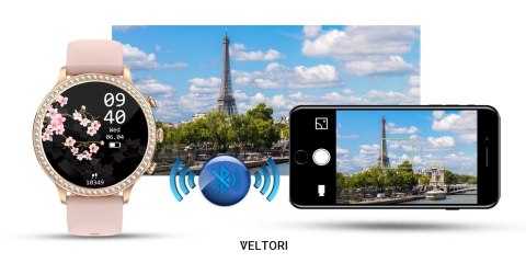 VELTORI Smartwatch Damski Veltori VT310-1 Złota Bransoleta + Różowy Pasek Silikonowy VELTORI Smartwatch Damski Veltori VT310-1 Złota Bransoleta + Różowy Pasek Silikonowy