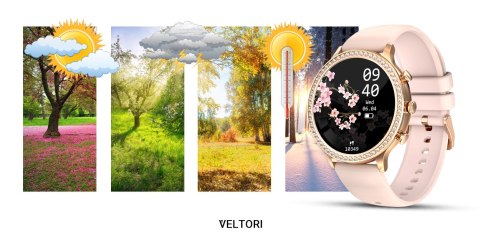 VELTORI Smartwatch Damski Veltori VT310-1 Złota Bransoleta + Różowy Pasek Silikonowy VELTORI Smartwatch Damski Veltori VT310-1 Złota Bransoleta + Różowy Pasek Silikonowy