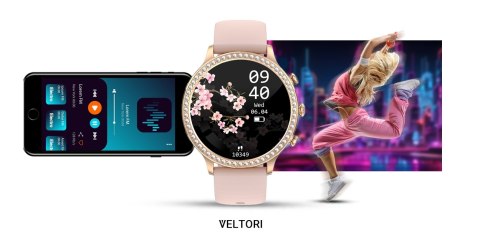 VELTORI Smartwatch Damski Veltori VT310-1 Złota Bransoleta + Różowy Pasek Silikonowy VELTORI Smartwatch Damski Veltori VT310-1 Złota Bransoleta + Różowy Pasek Silikonowy
