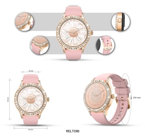 VELTORI Smartwatch Damski Veltori VT360-1 Różowy Pasek Silikonowy VELTORI Smartwatch Damski Veltori VT360-1 Różowy Pasek Silikonowy