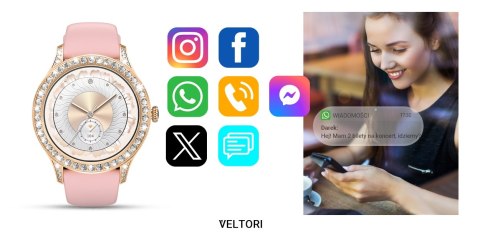 VELTORI Smartwatch Damski Veltori VT360-1 Różowy Pasek Silikonowy VELTORI Smartwatch Damski Veltori VT360-1 Różowy Pasek Silikonowy
