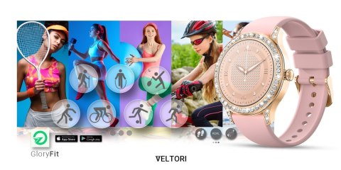VELTORI Smartwatch Damski Veltori VT360-1 Różowy Pasek Silikonowy VELTORI Smartwatch Damski Veltori VT360-1 Różowy Pasek Silikonowy