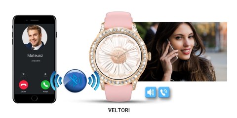 VELTORI Smartwatch Damski Veltori VT360-1 Różowy Pasek Silikonowy VELTORI Smartwatch Damski Veltori VT360-1 Różowy Pasek Silikonowy