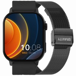 Gravity Smartwatch Gravity GT15-1 Czarny Pasek Silikonowy + Czarna Bransoleta