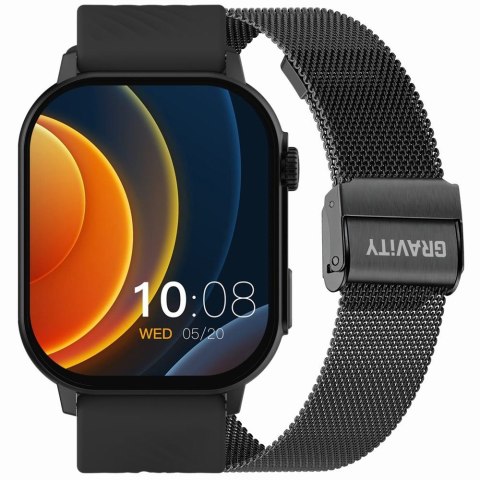 Gravity Smartwatch Gravity GT15-1 Czarny Pasek Silikonowy + Czarna Bransoleta Gravity Smartwatch Gravity GT15-1 Czarny Pasek Silikonowy + Czarna Bransoleta