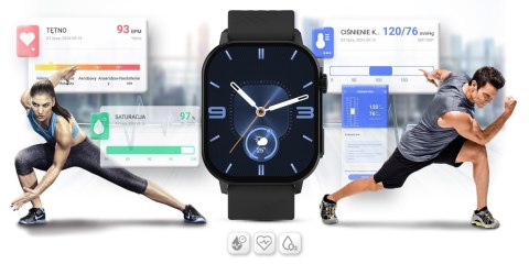 Gravity Smartwatch Gravity GT15-1 Czarny Pasek Silikonowy + Czarna Bransoleta Gravity Smartwatch Gravity GT15-1 Czarny Pasek Silikonowy + Czarna Bransoleta