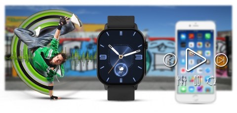 Gravity Smartwatch Gravity GT15-1 Czarny Pasek Silikonowy + Czarna Bransoleta Gravity Smartwatch Gravity GT15-1 Czarny Pasek Silikonowy + Czarna Bransoleta
