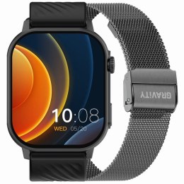 Gravity Smartwatch Gravity GT15-5 Czarny Pasek Silikonowy + Tytanowa Bransoleta