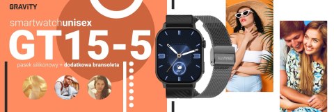 Gravity Smartwatch Gravity GT15-5 Czarny Pasek Silikonowy + Tytanowa Bransoleta Gravity Smartwatch Gravity GT15-5 Czarny Pasek Silikonowy + Tytanowa Bransoleta