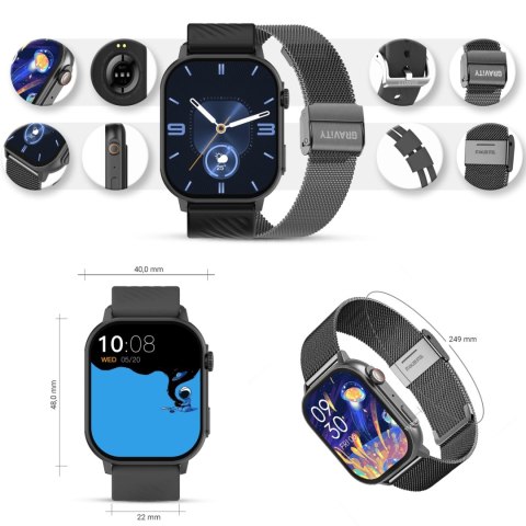 Gravity Smartwatch Gravity GT15-5 Czarny Pasek Silikonowy + Tytanowa Bransoleta Gravity Smartwatch Gravity GT15-5 Czarny Pasek Silikonowy + Tytanowa Bransoleta