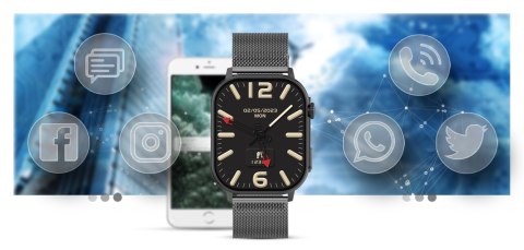 Gravity Smartwatch Gravity GT15-5 Czarny Pasek Silikonowy + Tytanowa Bransoleta Gravity Smartwatch Gravity GT15-5 Czarny Pasek Silikonowy + Tytanowa Bransoleta